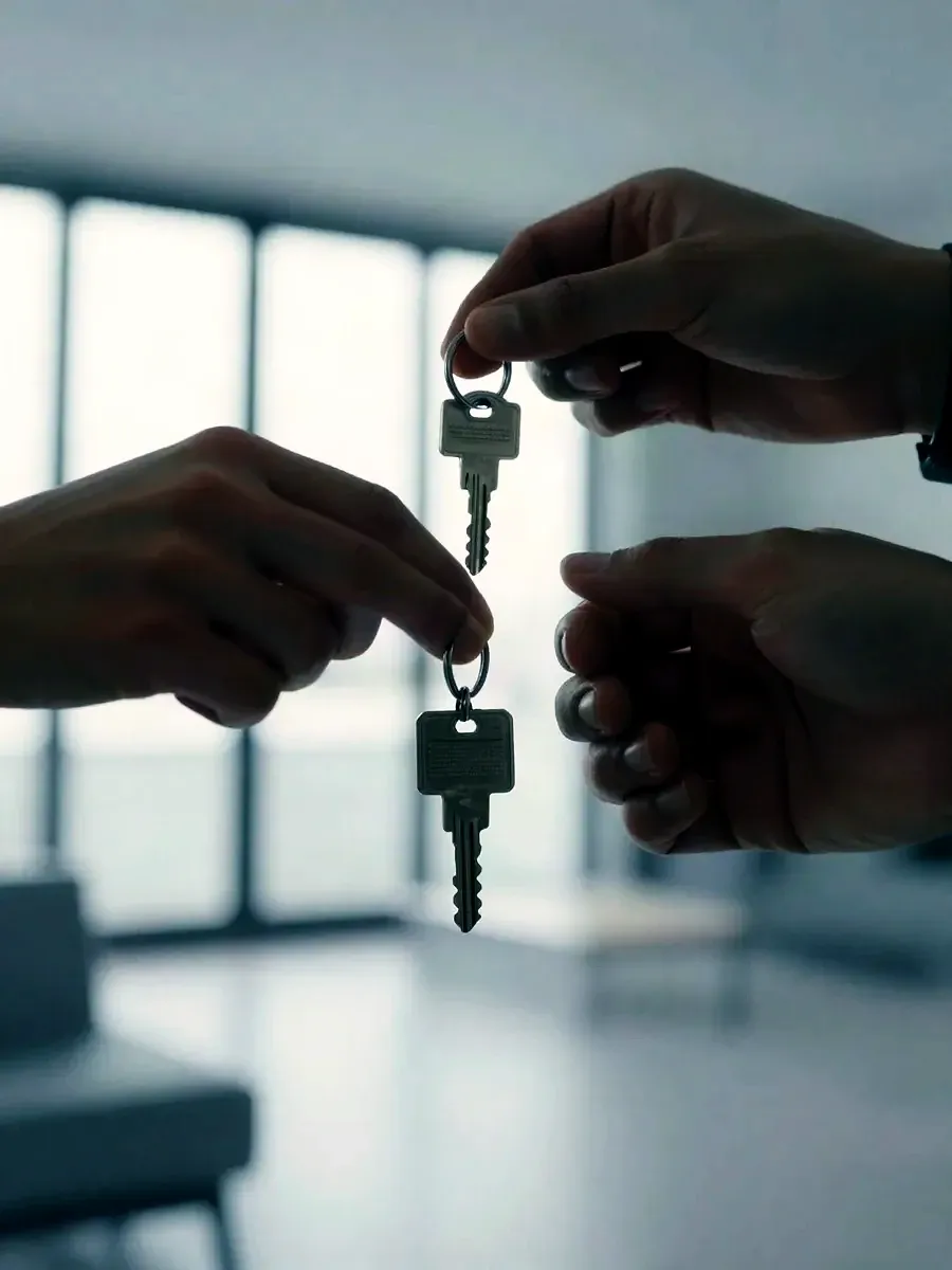 Hands exchanging a set of house keys